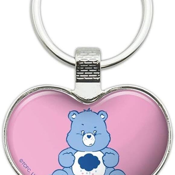 Care Bears Grumpy Bear Keychain Heart Love Metal Key Chain Ring - Picture 2 of 6
